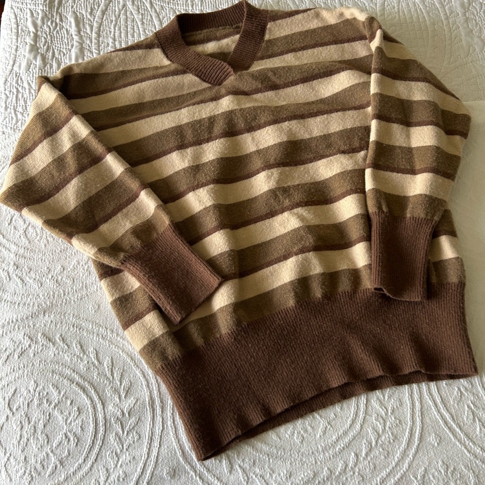 Brown Striped Oversized Women’s Sweater